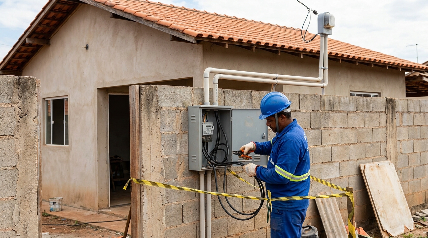 Eletricista instalando padrao de energia em Montes Claros‑MG