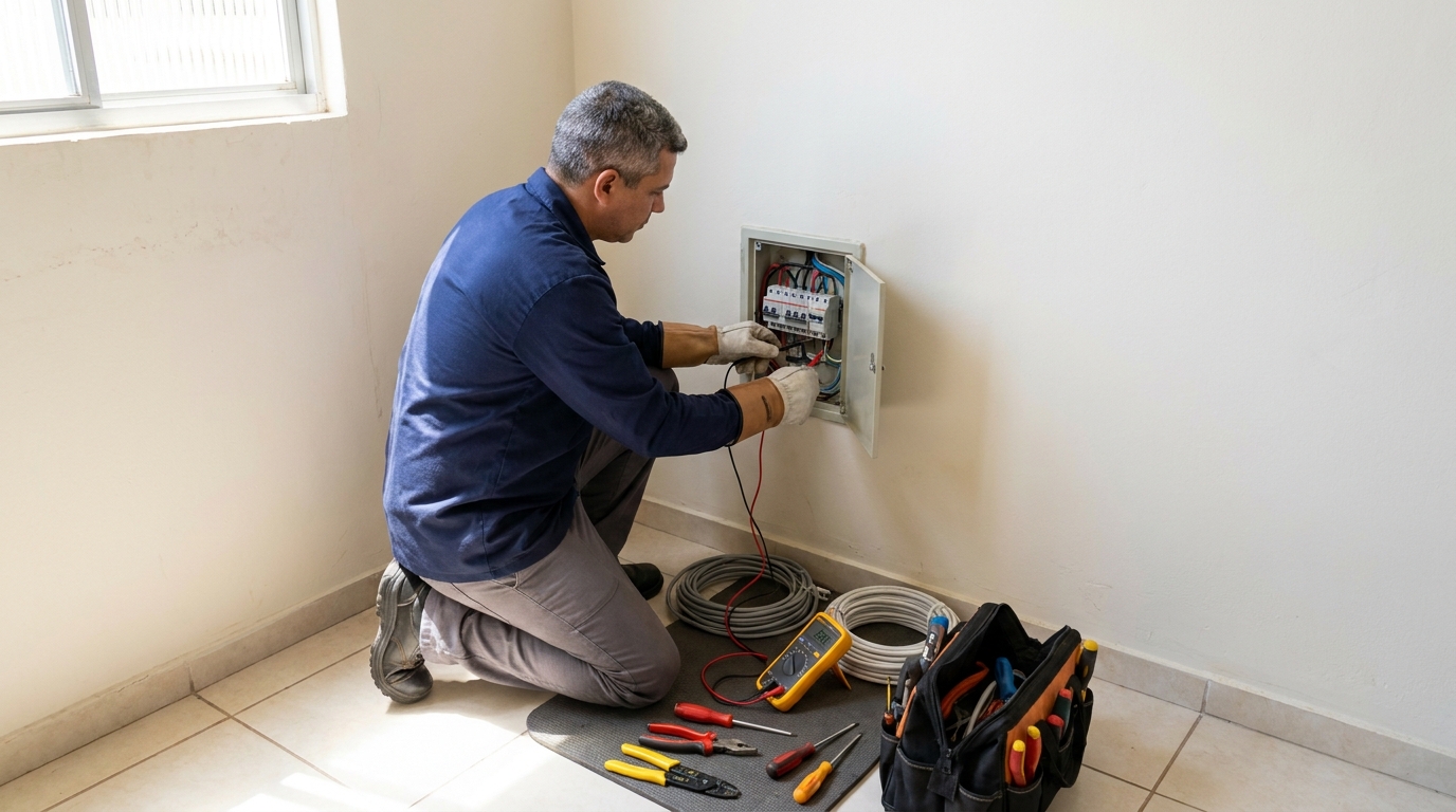 Eletricista realizando manutencao em Montes Claros‑MG
