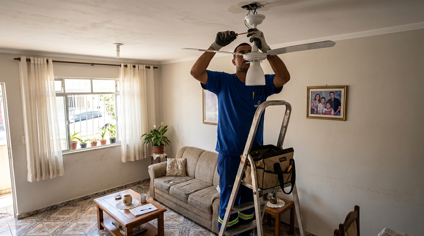 Instalacao de ventilador de teto residencial em Montes Claros‑MG