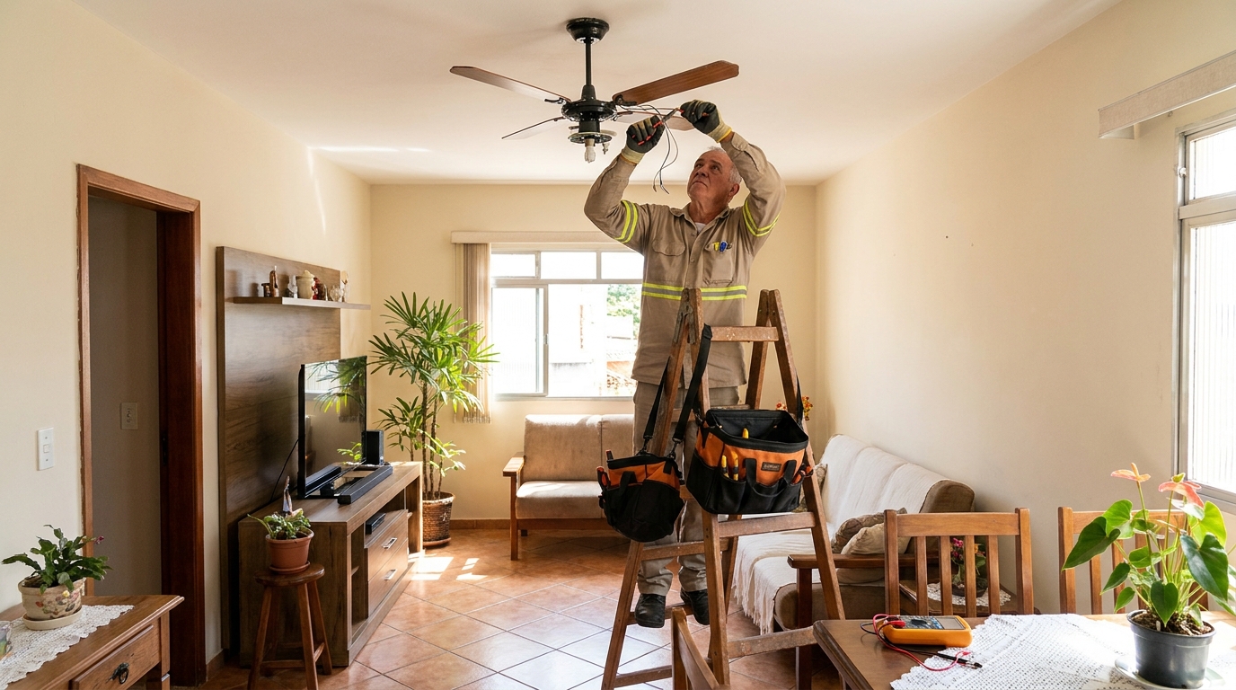 Montagem de ventilador de teto em Montes Claros‑MG